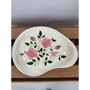 Stangl Pottery Wild Rose Kidney Platter Vintage MCM Pink Floral Tray